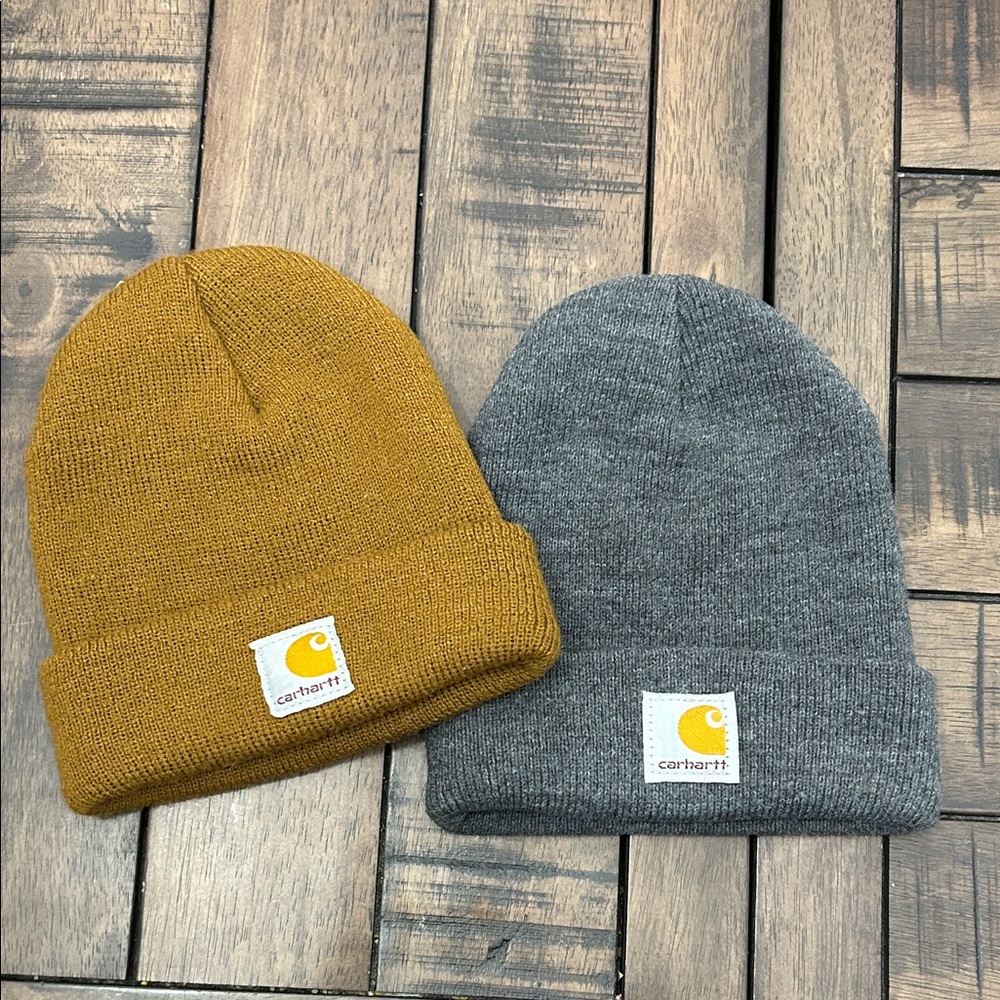 Carhartt toddler Beanie Duo - Brown and Gray